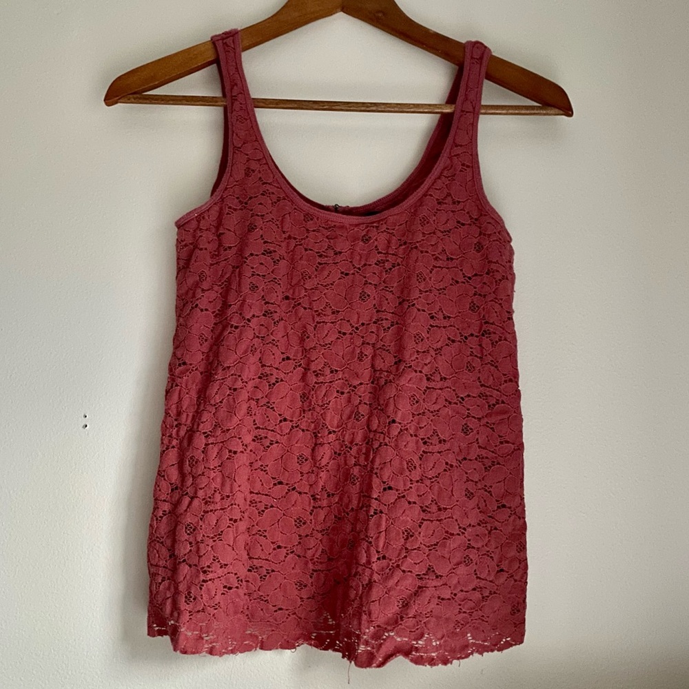American Eagle Outfitters Red Lace Tank Top